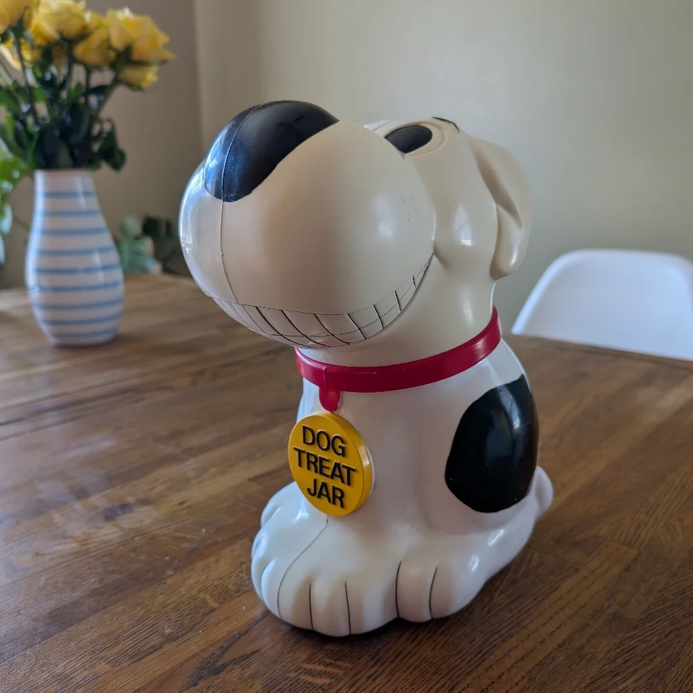 Vintage Plastic Dog Treat Jar - 1991 - Works